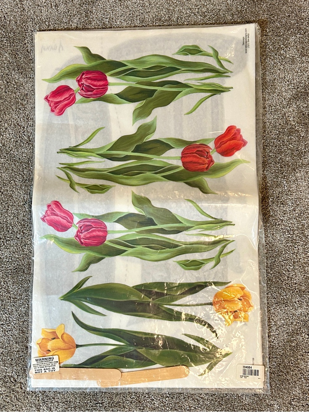 7 NOS Tatouage DryRub Transfer Butterflies/Dragonfly/Tulips/Birdbath/Birds/Fence
